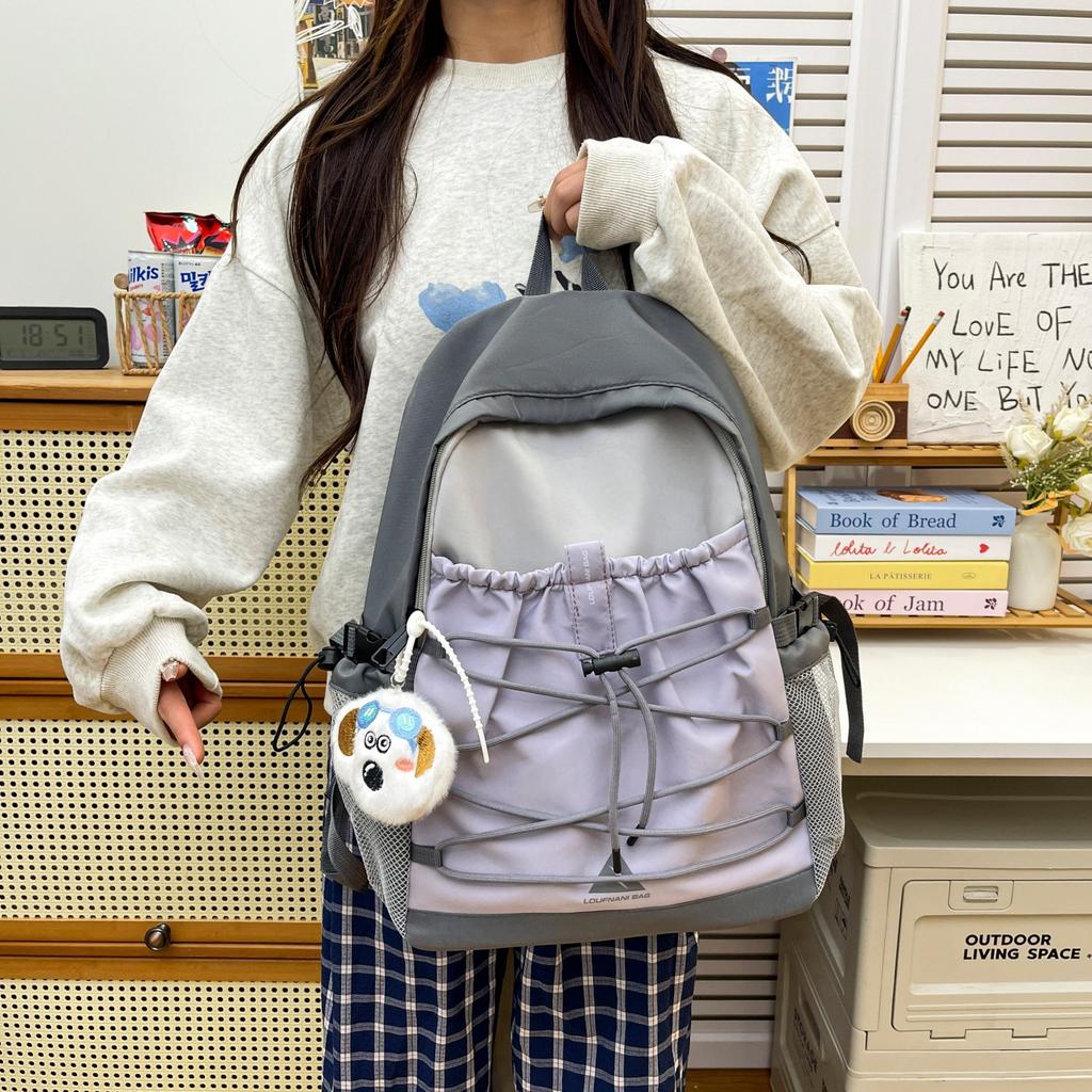 Schoolbag color matching backpack women travel light leisure large capacity commuter outdoor backpack ins high school college bag