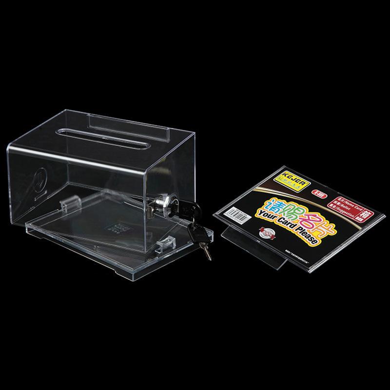 Transparent Lockable Business Card Holder - Large Capacity Desktop Storage Box