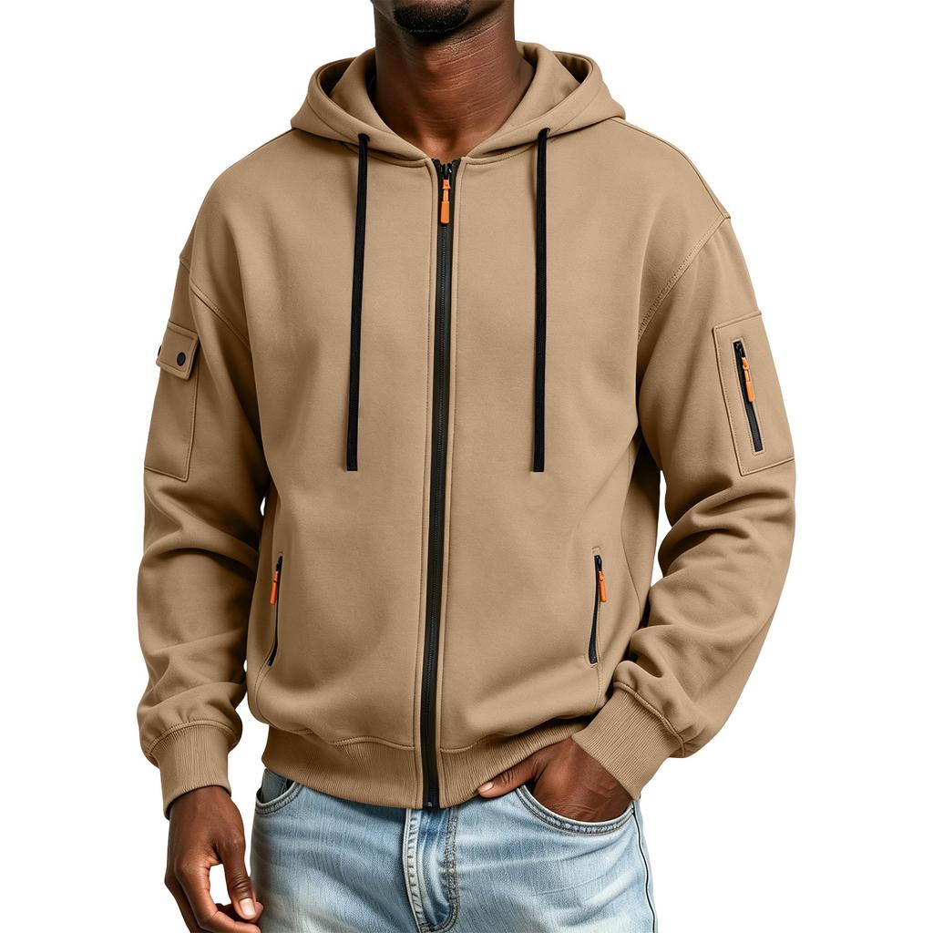 Felpa Invernale da Uomo Colorata con Tasche con Zip