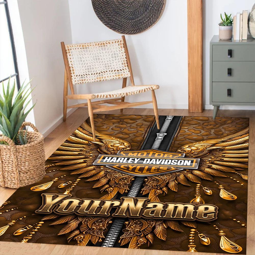 Harley-davidson Motorcycles Customize Your Name Floor Mat Perfect for Outdoor Dining Room Entryway Kitchen Antislip Carpet Anime Office Decor