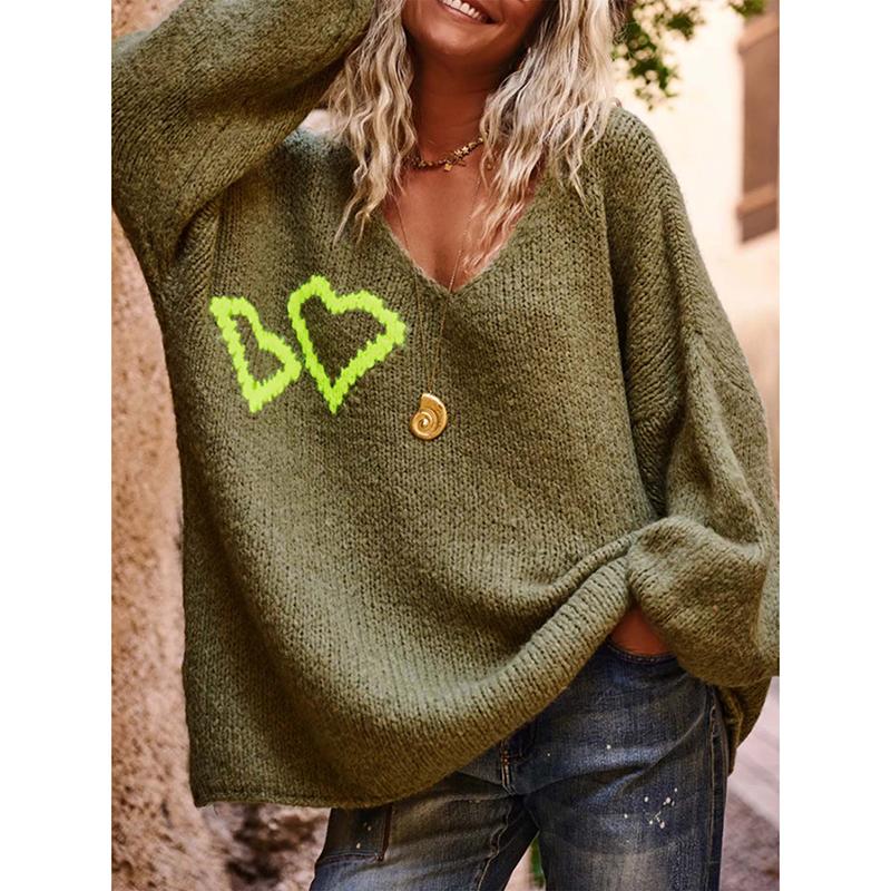 Autumn Women V-Neck Ruffles Sweater Long Sleeve Knitted Bottoming Flower Printing Pullovers Women Casual Sweater Winter