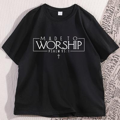 Made To Worship T Shirt Christian Tshirt Faith Based Tee Casual Round Neck Short Sleeve Tshirt Cotton Comfortable Male Tees