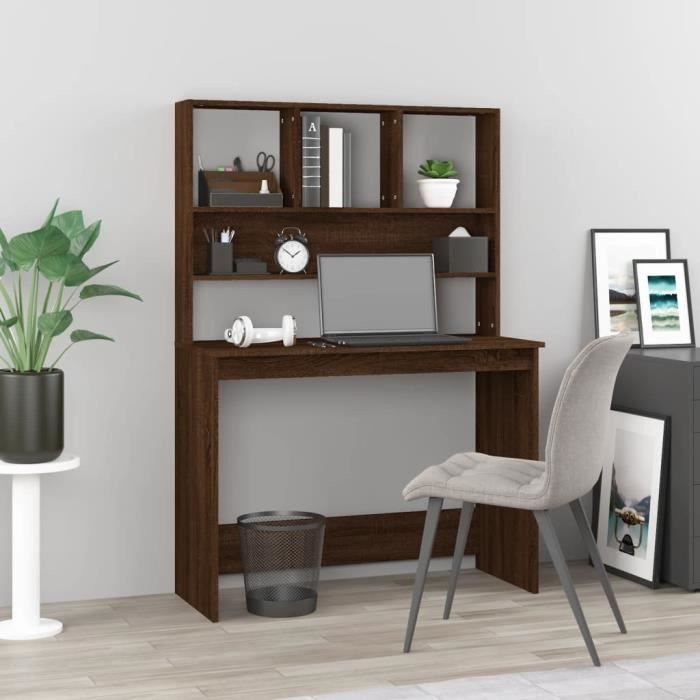 VidaXL Desk and Shelves Brown Oak 102x45x148 Cm Engineered Wood 823007