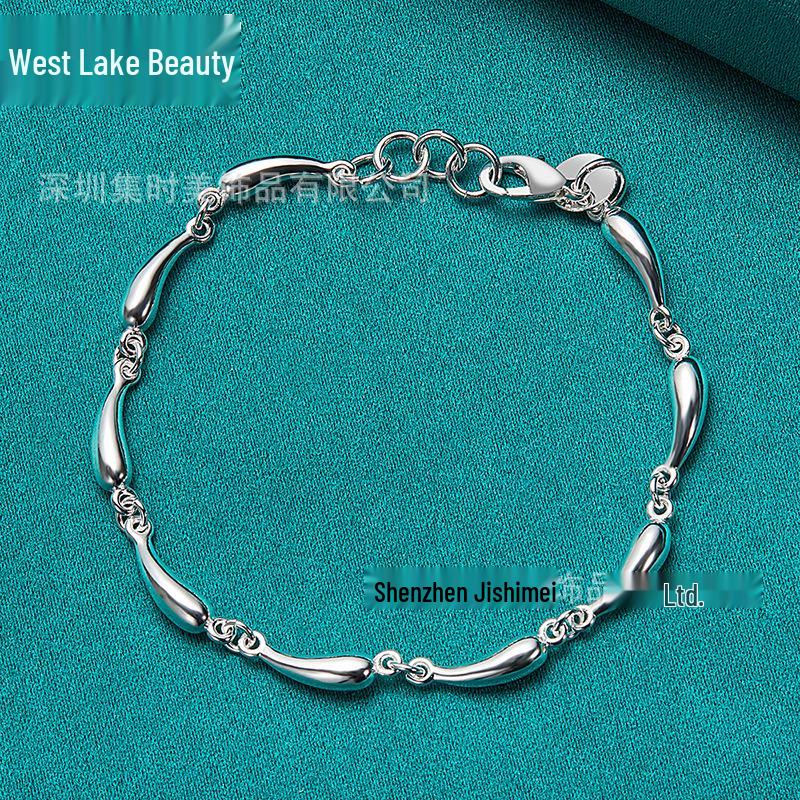 Silberne Regentropfen-Kettenarmband von West Lake Jewelry