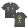 Camiseta Oversized de Casal Ferrari F1 Racing Estampa Clássica de Logo de Patrocinador Manga Curta Casual de Motorsport Streetwear