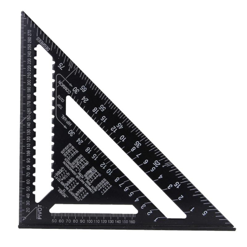 12inch Metric Aluminum Alloy Triangle Angle Ruler Protractor Woodworking Measurement Tool 30cm Quick Read Square Layout Gauge