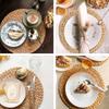6-Piece Hand-Woven Rattan Placemats - Round Woven Table Mats, Suitable for Dining Rooms and Living Rooms, Heat-resistant