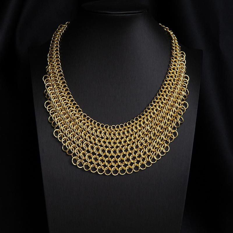 Necklace Geometric Round Splicing Personalized Necklace Exaggerated Wind Metal Tassel Clavicle Chain