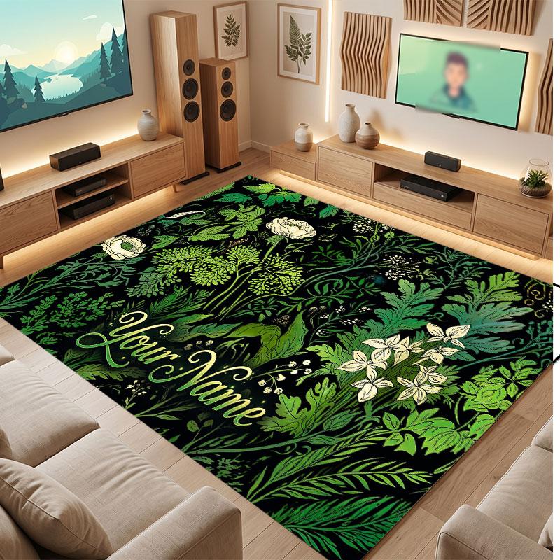 Mountain Landscape Theme Crystal Velvet Floor Rug Personalized Custom Name Text Warm Carpet Home Decoration