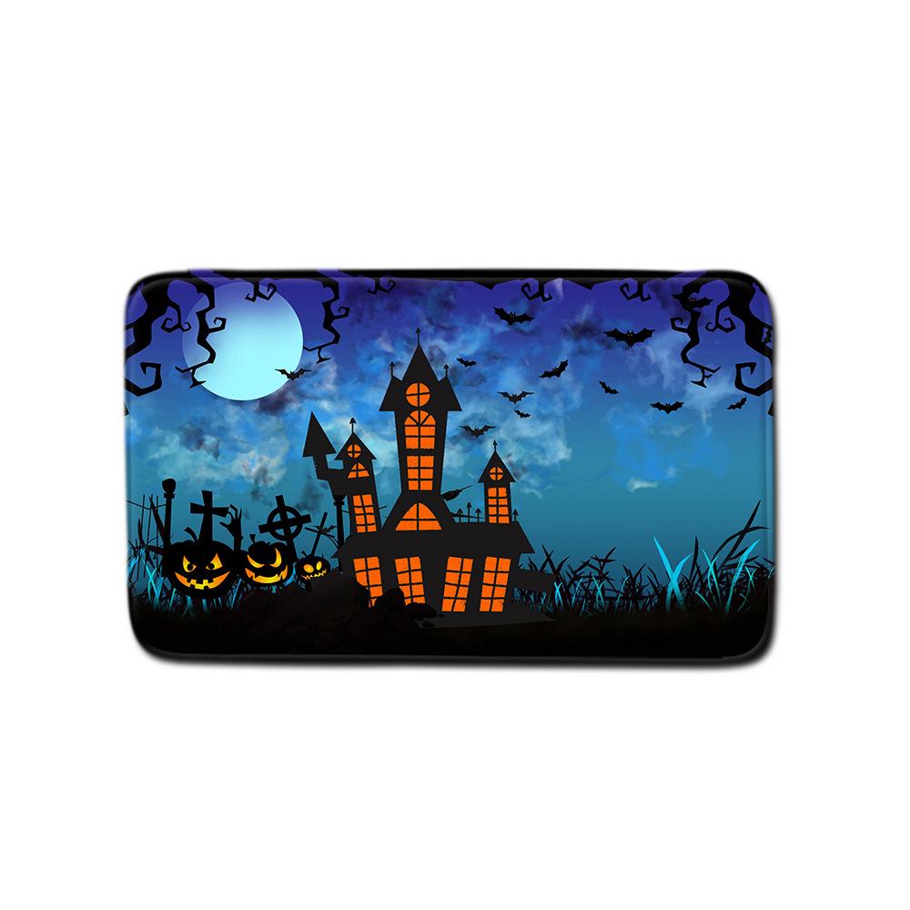 Halloween Shower Curtain Floor Mat Combination Four-Piece Set Bathroom Toilet Carpet Shower Room Foot Mat