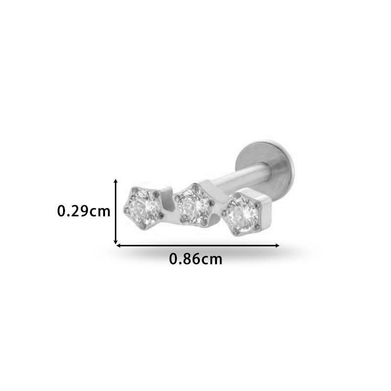 1 pièce G23 Titane Massif Filetage Interne Dos Plat Fleur CZ Clou de Tragus Cartilage Boucle d'Oreille Helix Rook Lobe Labret Bijou de Piercing