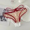 Mesh Lace Briefs Mid Waist Lace  Flower Panties Thin Belt Underwear for Women  Summer