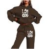 Direct supply, European and American trendy brand fleece sweater sweatpants set, new women's clothing, letter-printed hoodie women's suit