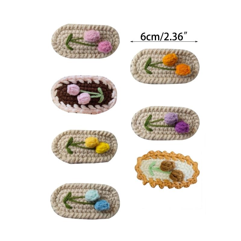 Crochet Flower Barrettes Colorful Hairpin Cute Handmade Crochet Tulips Hair Clip Lovely Knitted Accessory for Children