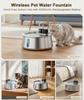 Cordless Rechargeable Pet Drinking Fountain 4L Stainless Steel Automatic Water Bowl Dispenser for Cat Dog Home