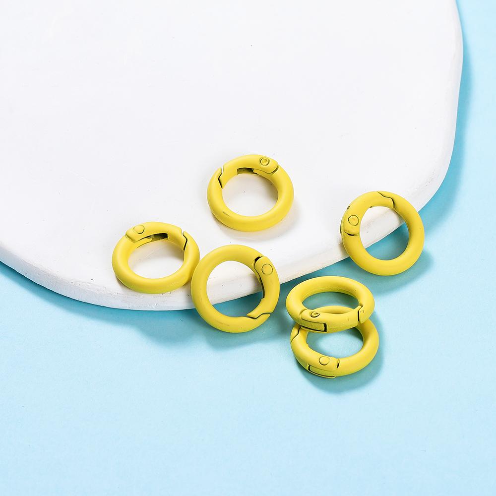 

5Pcs/Lot Colorful Metal O Ring Spring Clasp Openable Round Carabiner Keychain Clips Hook Dog Chain DIY Jewelry Buckle Connector 20mm жовтий