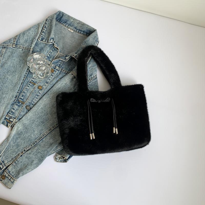 Зимняя сумка-тоут из искусственного меха для женщин, новая большая вместительная сумка-кошелек, женская однотонная меховая сумка на одно плечо