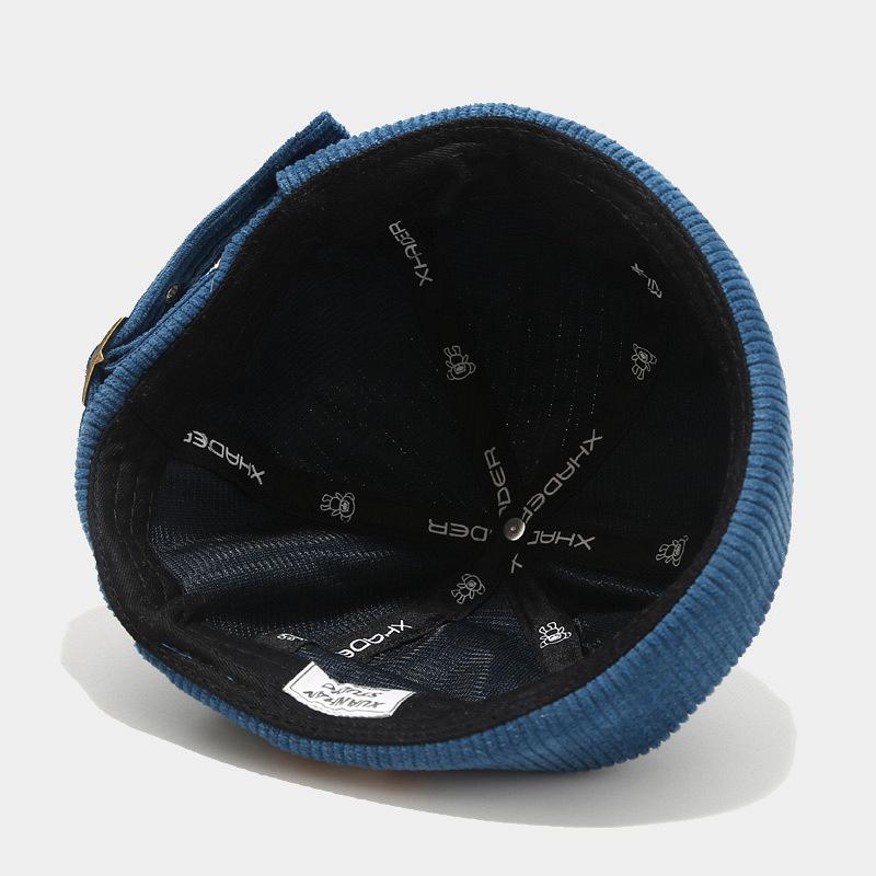 Fashionable Brimless Beanies Men Women Retro Hip Hop Fashion Round Cap Casual Corduroy Fabric Penny Cap Versatile Melon Skin Cap