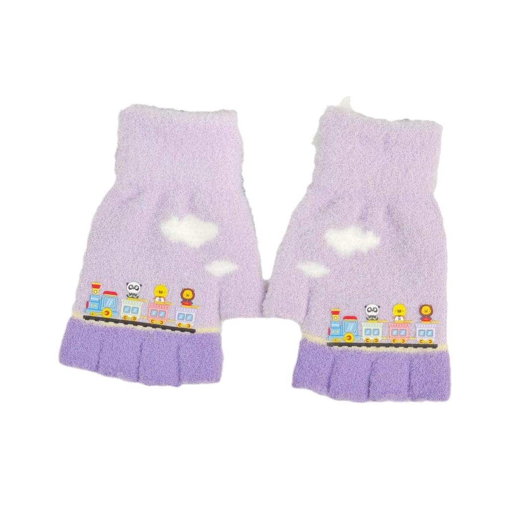 Cute Winter Knitted Train Gloves - Windproof & Warm for Adults
