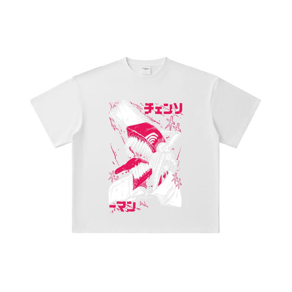 260 GSM Double Yarn 32 Count 100% Cotton Chainsaw Man V16 Denji Print Unisex Heavy Cotton T Shirt