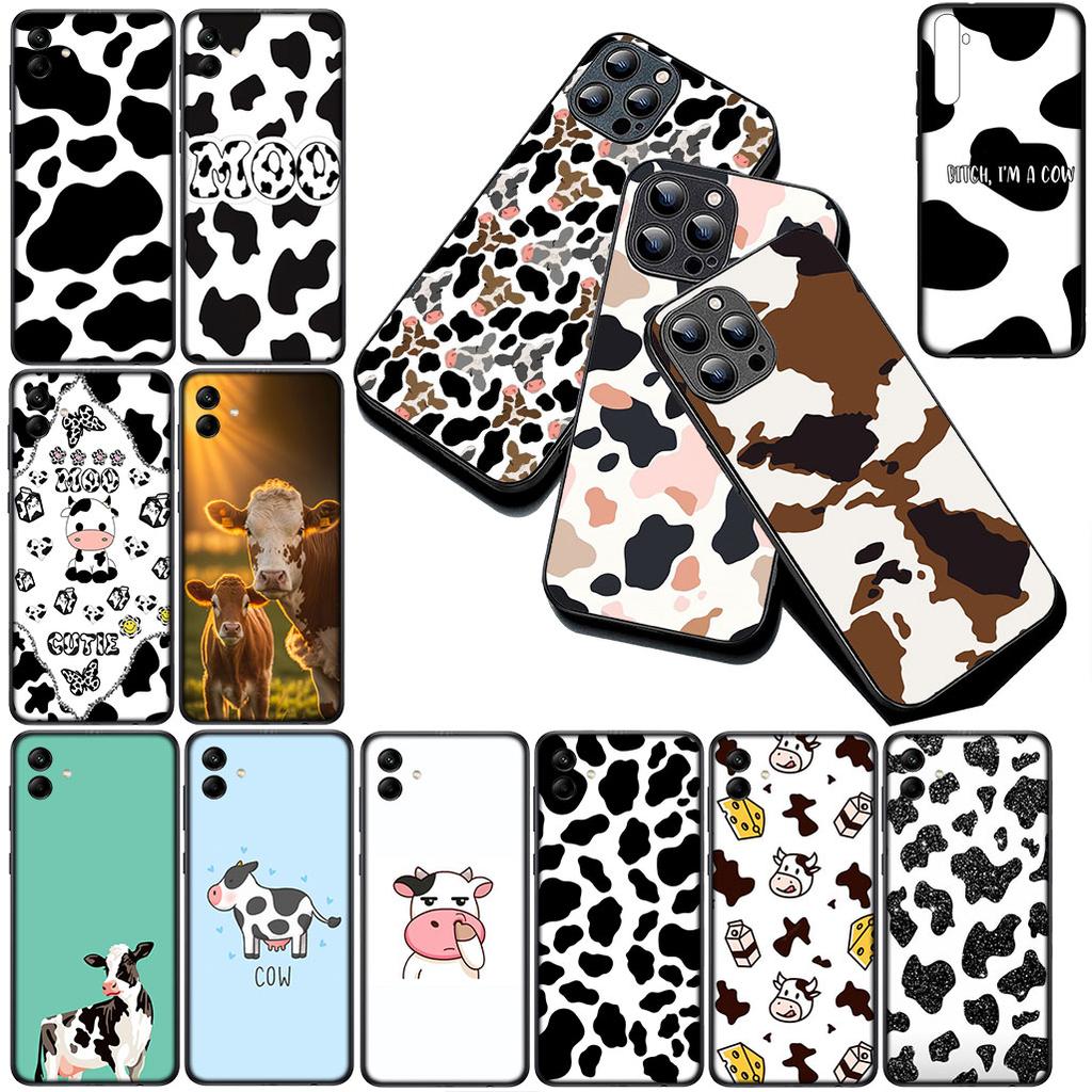 Cover for Samsung Galaxy S10 S8 S9 Plus A33 A34 A31 70 A71 A72 Note 20 9 8 S10E Casing Silicone Phone Case Cartoon Art Cow Print