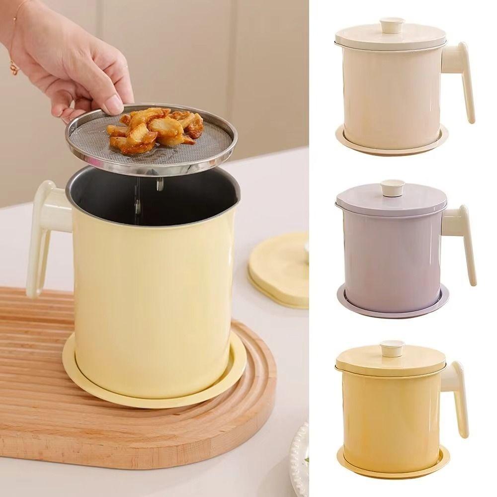 BPA-Free Grease Separator Anti-Leakage Stainless Steel Strainer Oil Filter Pot  Deep Frying