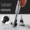 2 in 1 Bit Socket Mini Ratchet Handle 72 Tooth Precision Gear System Ergonomic Grip 6.35mm Chrome Vanadium Steel Tool