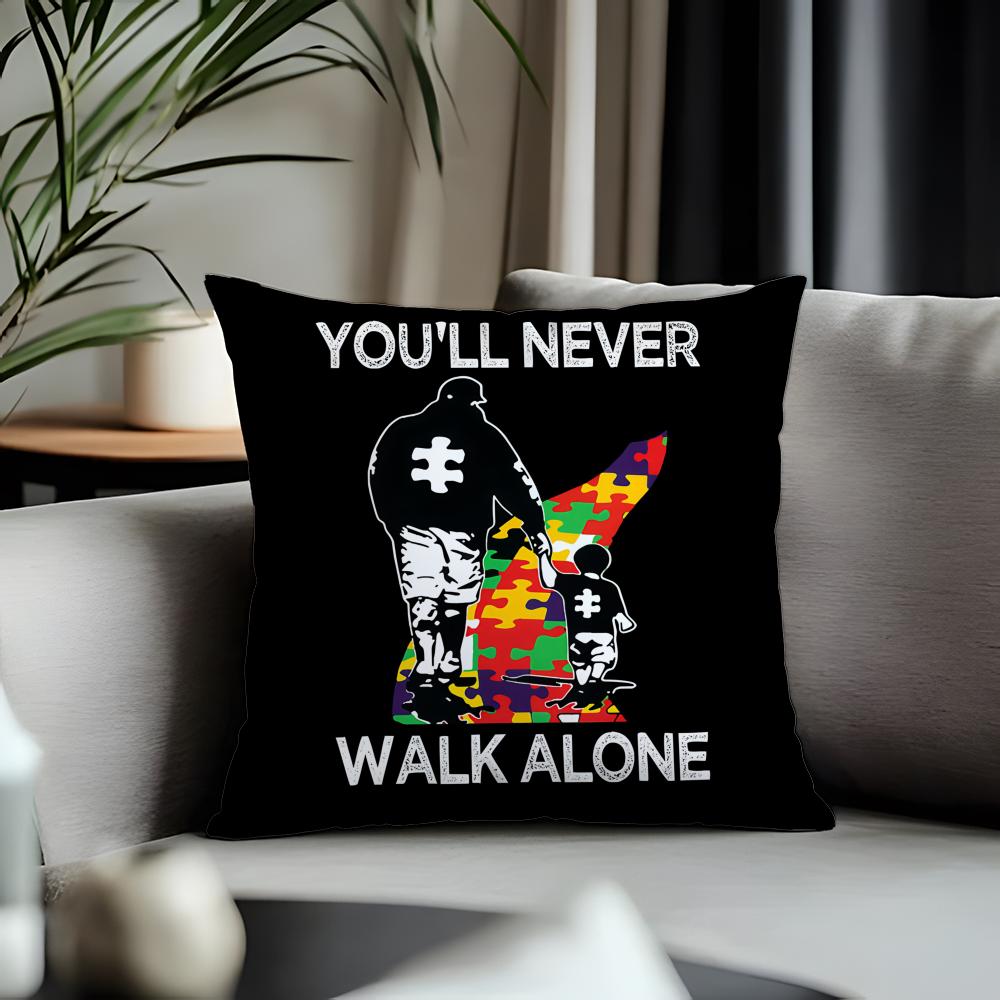 Trending AAutism Support Puzzleable Cushion Cover Antidustmite Pillowcase Invisible Zipper Silky Short Plush Sofa Cushion Cover