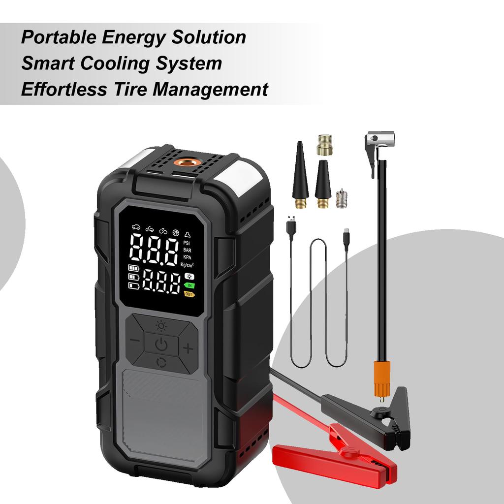 Car Battery Jump Starter 12V Power Bank With Cables Battery Jump Starter For Outdoors For Inflating Tires Long Trips Urban Road