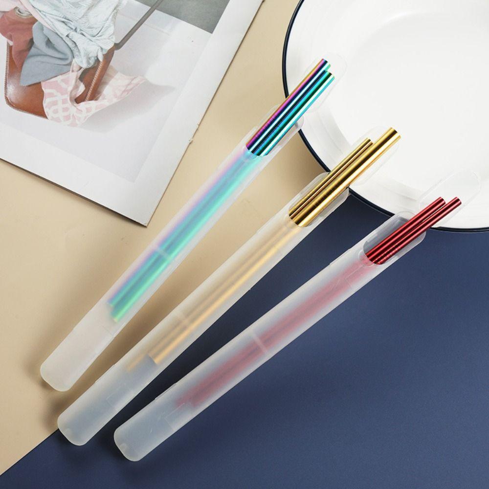 1pcs Portable Plastic Chopsticks Box 26cm Transparent Cutlery Straw Case Eyebrow Pencil Organizer
