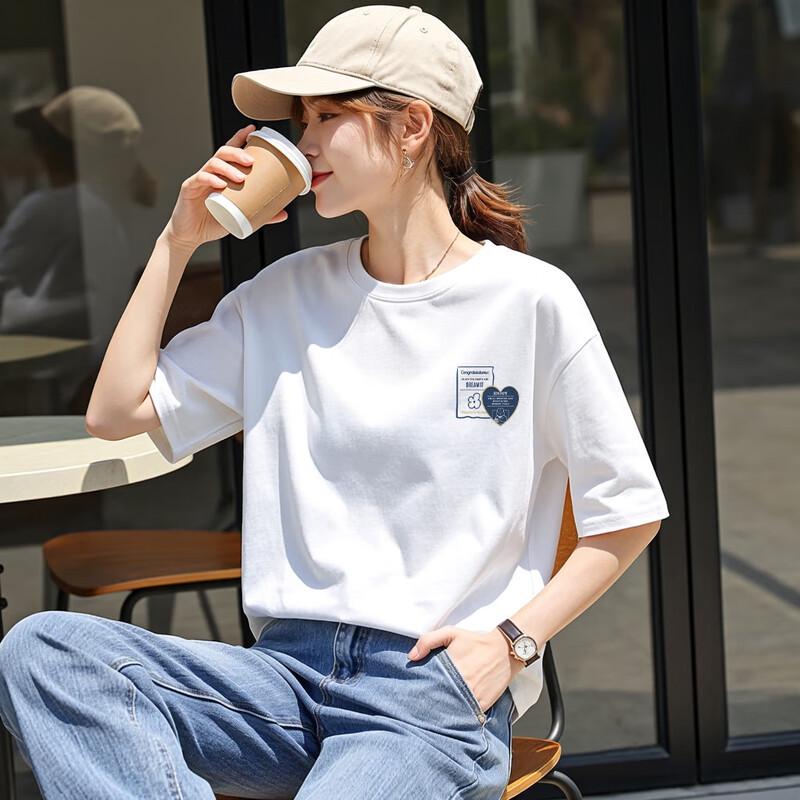 TonLion Women's Heart Print Short Sleeve T-Shirt