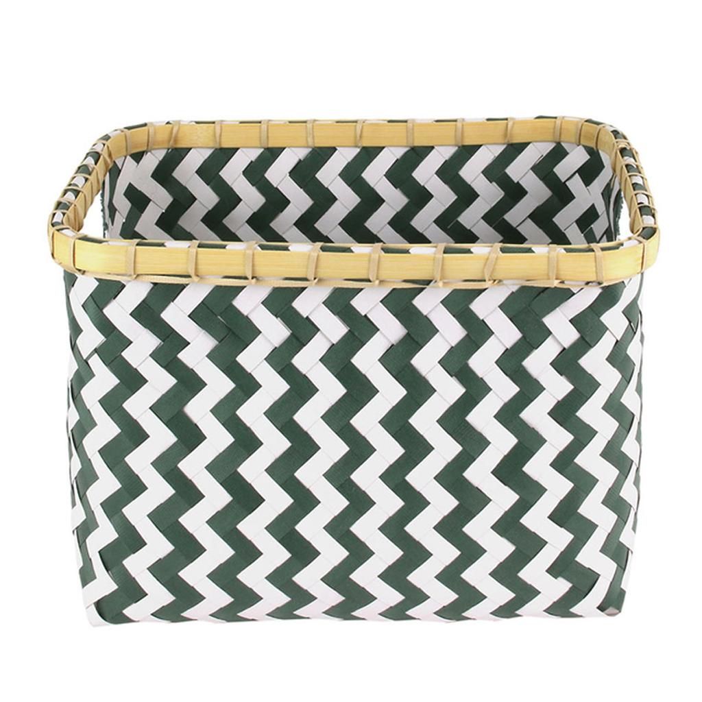 Les Trésors De Lily [R2473] - Sada 3 tkaných košů 'Boho' zelená bílá - 42x33x26. 5 cm