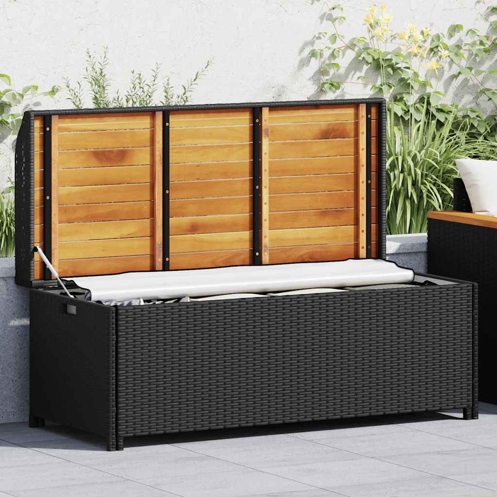 vidaXL Sitzbank mit Stauraum 120 cm Poly Rattan Schwarz schwarz