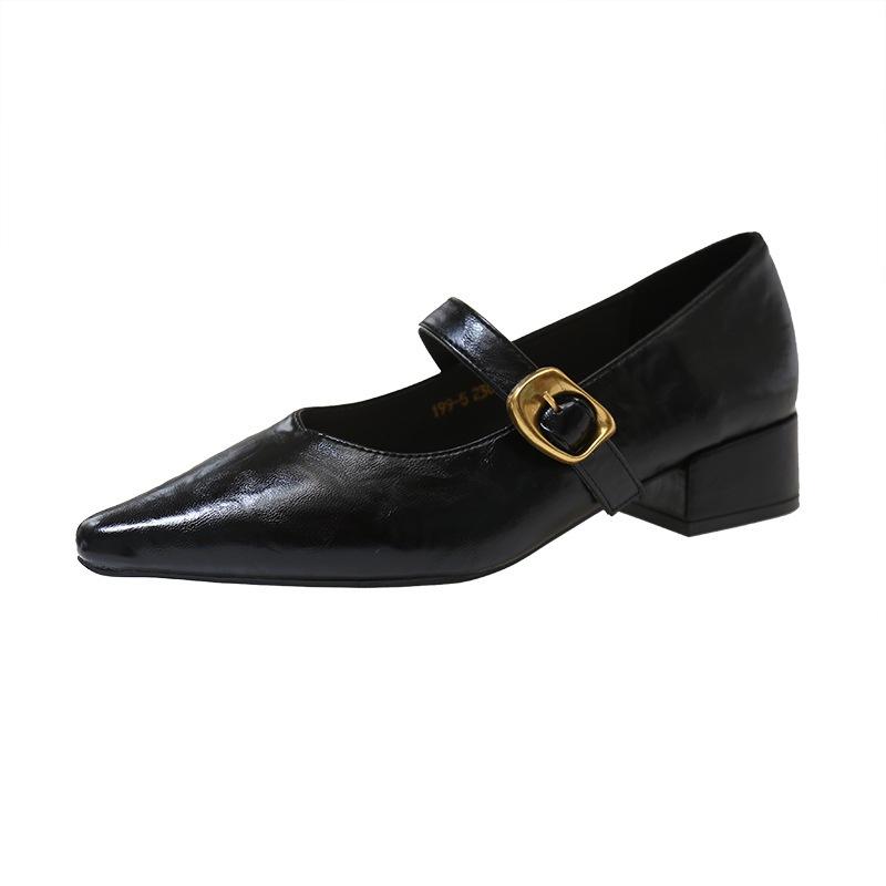 Coarse heel leather single shoes women's 2025 new temperament soft sole comfortable fashion versatile niche design Mary Jane women's shoes
