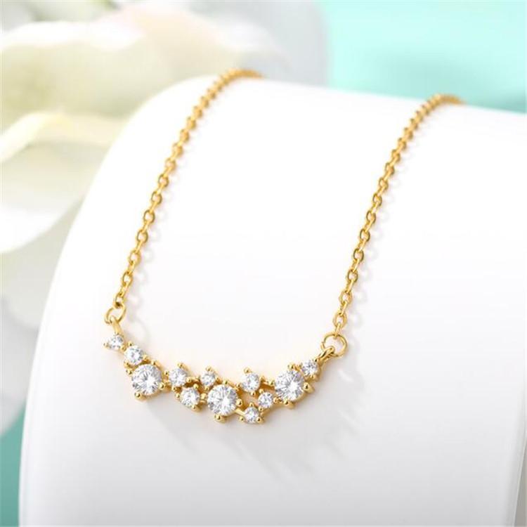 Versatile Ladies Necklace with Simple Lace and Zircon Luxury Brass Jewelry for Wedding Engagement or Gift