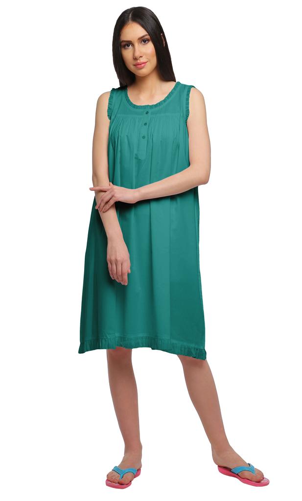 Moomaya Womena    s Solid A-Line Sleeveless Nightdress Cotton Sleepwear Gown