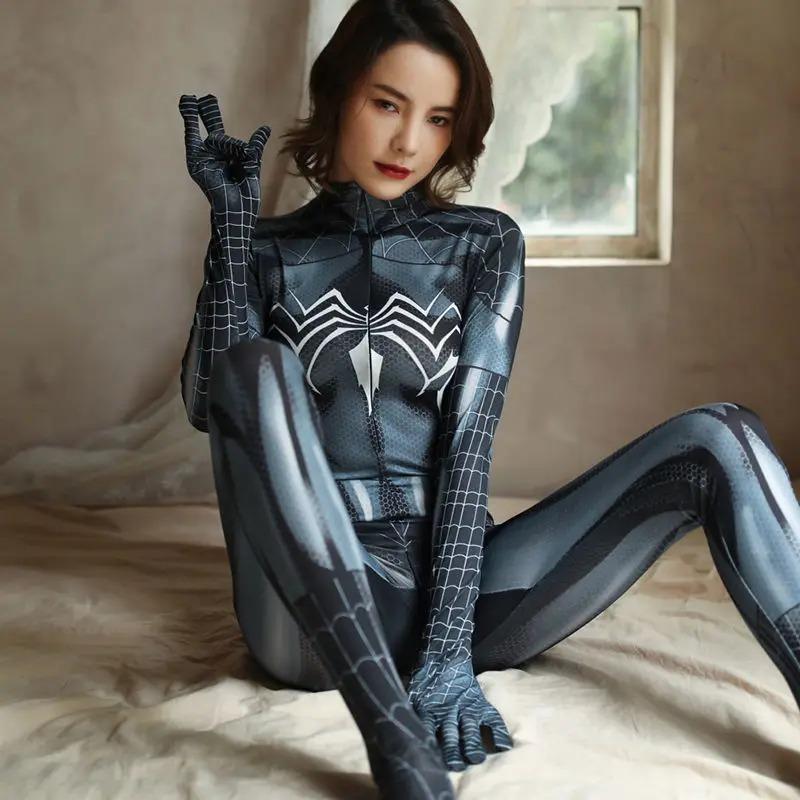 Cosplay Sexy Zentai Oblek Žena Kombinéza Superhrdina Zentai Kostým Rozkrokový Body Oblečení Kočičí oblek Wetlook Fetiš