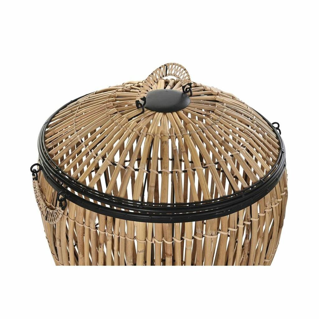 Korbset DKD Home Decor Schwarz Naturmetall Rattan 48 x 48 x 55 cm (2 Einheiten)