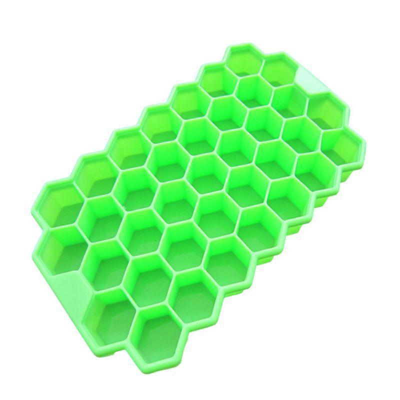 Waben Silikon Flexible Eiswürfel Tablett Hexagonal Würfel mit Deckel 37 Gitter