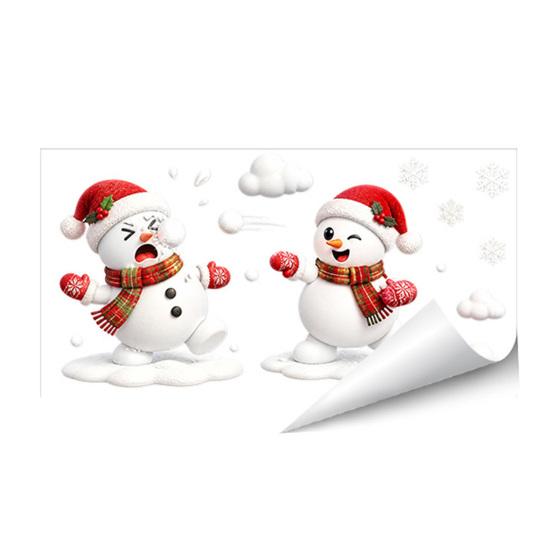 Storefront Glass Stickers Christmas Snowman/Santa Claus/Reindeer Window Clings, Reusable Static Stickers, Santa Claus Snowman Wall Decor PVC Removable