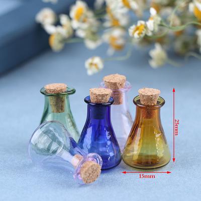 2Pcs Mini Glass Color Bottle Wishing Bottle Tiny Jars Vials Mini Storage Bottle
