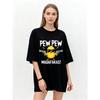 Oversized T Shirt Black Chick With Guns Pew Pew MadaFakas Print Casual Streetwear Fashion Unisex Top For Men Women Daily Wear Party Outfit