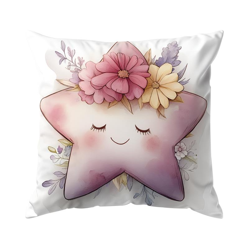 Home Decor Cute Moon, Butterfly & Star Floral Cushions Pattern Cushion Cover Suitable For Sofa Bedroom Car Pillow Cover