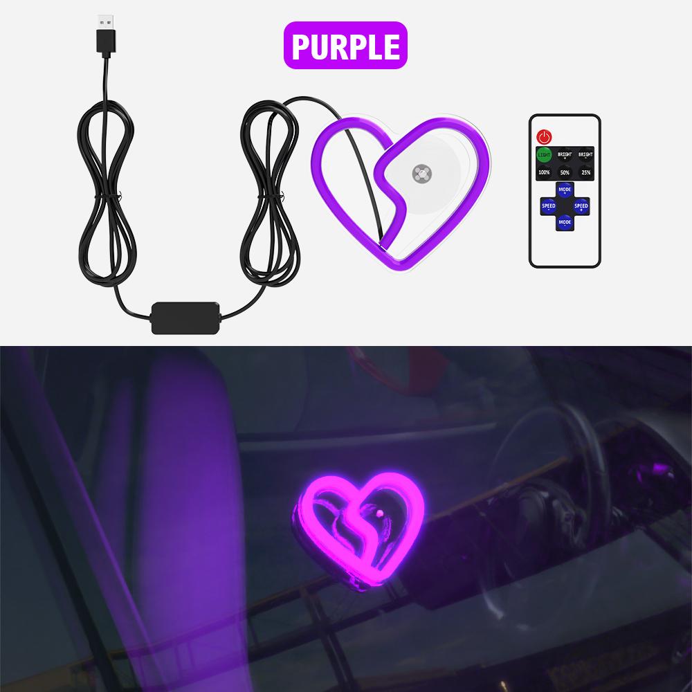 LED Window Automobile Lights for Car, Neon Lights Car Decoration, Glowing Heart Atmosphere Lights USBwiring,interior Decoration