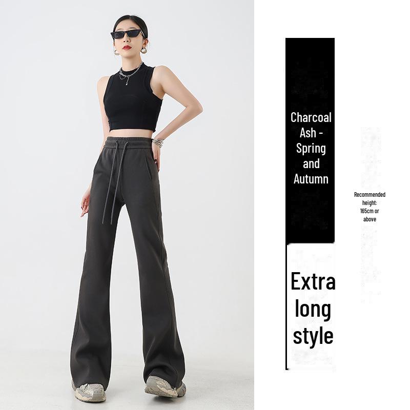 Women's High-Waisted Wide-Leg Flared Pants with Pockets - Autumn Slim Fit Casual Sweatpants