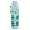 1PC Pray Pray Pray Green Lettering 750ml Color Plastic Water Bottle Leakproof Flip Straw Lid For Sports Office Home Use