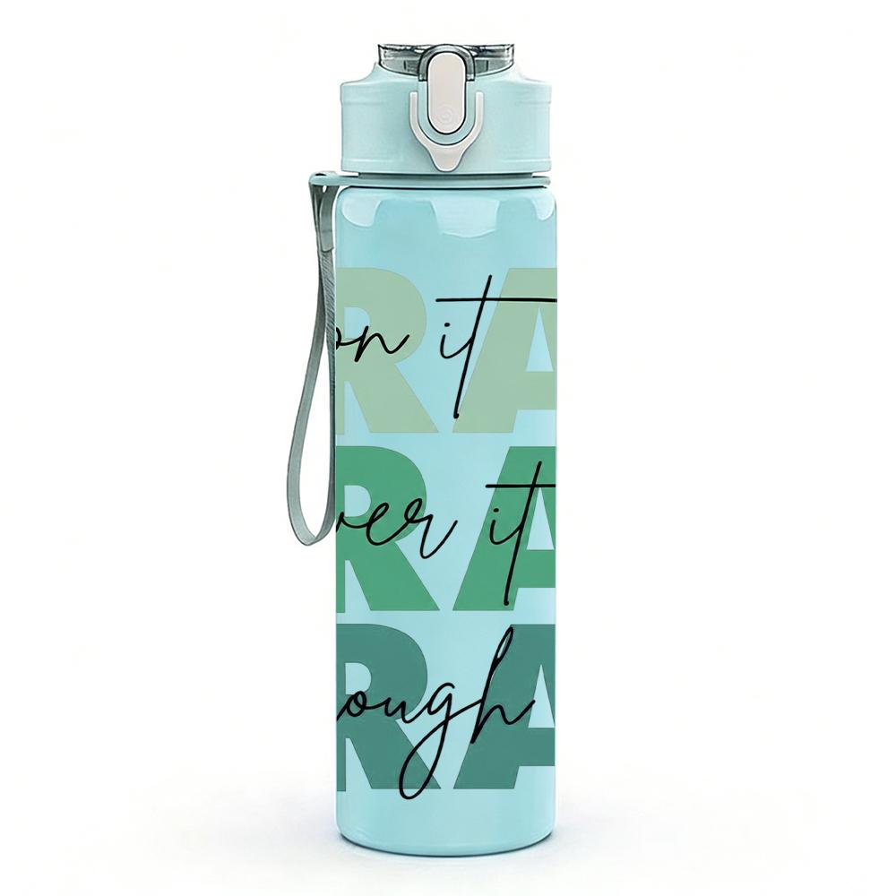 1PC Pray Pray Pray Green Lettering 750ml Color Plastic Water Bottle Leakproof Flip Straw Lid For Sports Office Home Use