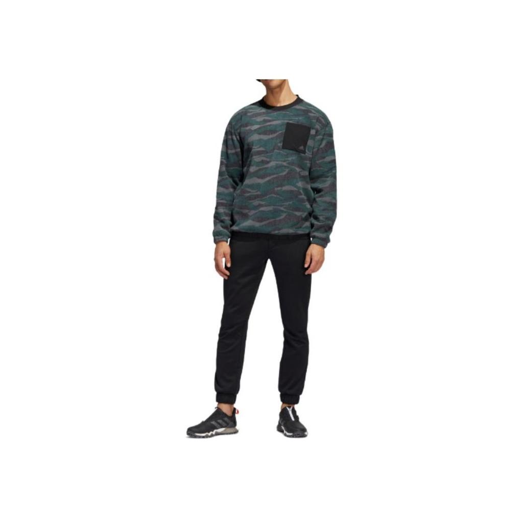 adidas Camo Pattern Logo Print Crewneck Sweatshirt Men Sweatshirt Dark-Green HF6523