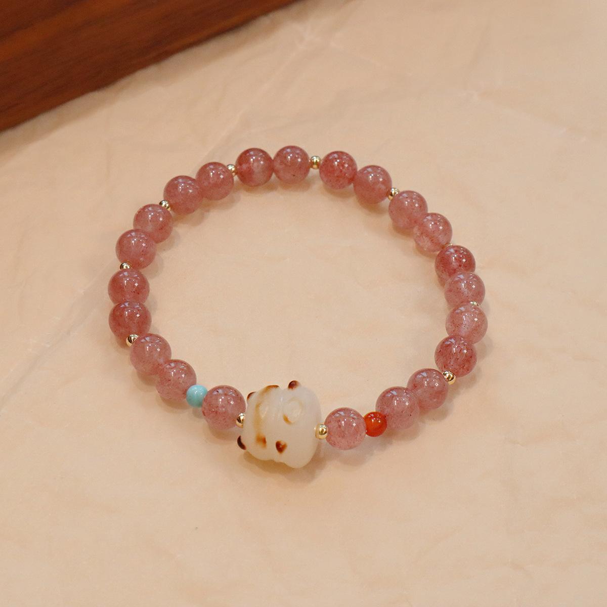 Natural crystal strawberry crystal bracelet Bangles Women Fashion Jewelry accessories Gift