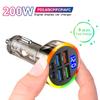 200W QC3.0 PD Car Charger Type C Fast Charging Auto Mobile Phone Adapter for IPhone Samsung Huawei Xiaomi QC USB A+USB C